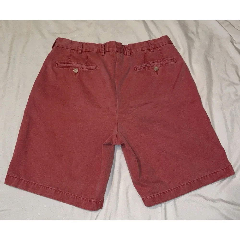 Peter Millar Mens Pima Cotton Flat Front Chino Shorts Salmon Pink Size 33 8.5 In